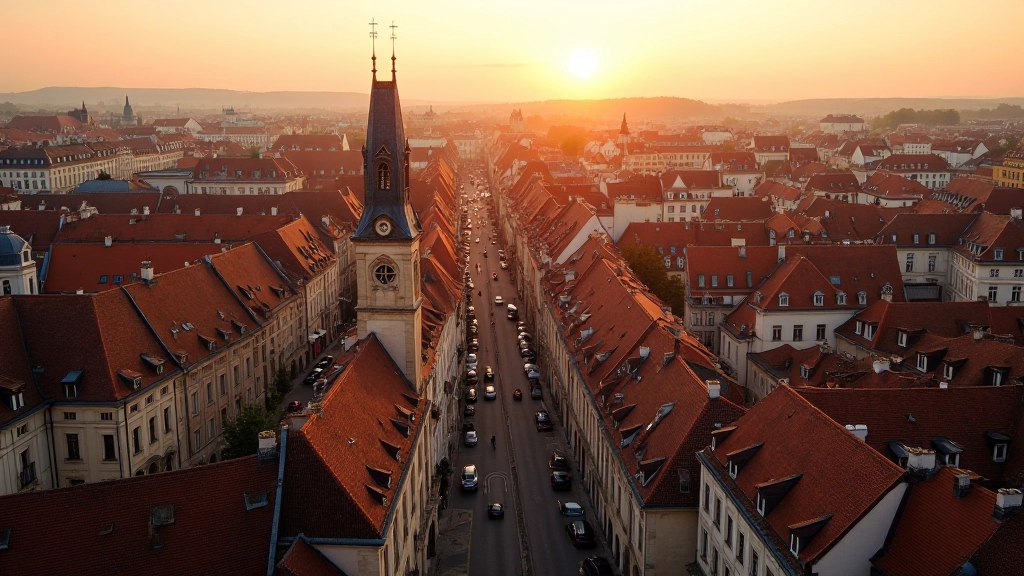 Vue aérienne du centre-ville historique de Dijon avec les toits et monuments patrimoniaux