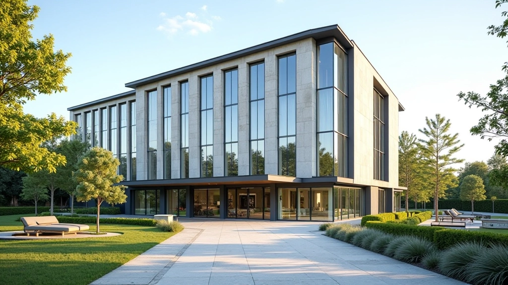 Hôtel moderne à Dijon, façade contemporaine avec jardin paysagé, entrée principale