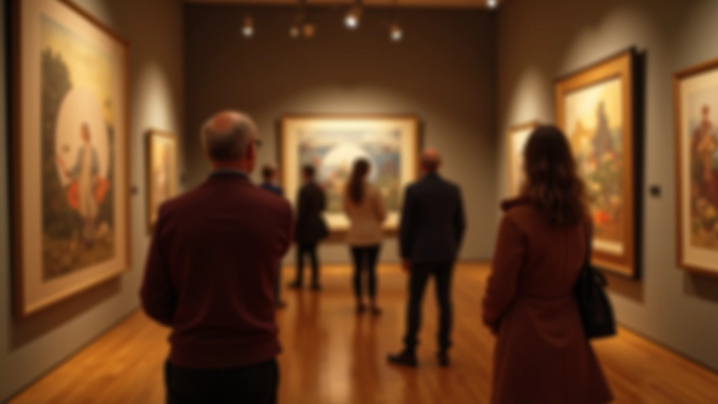 Visiteurs dans une galerie de musée dijonnaise, admirant les œuvres d'art